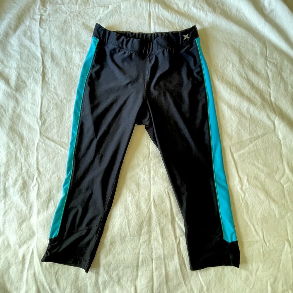 Black Athletic Legging Capris with Blue Details